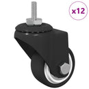vidaXL Forgó kerék 12 pcs Fekete 40,4 x 40,4 x 19,7 mm Vas és nylon
