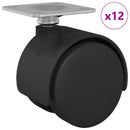 vidaXL Forgó kerék 12 pcs Fekete 39,5 x 39,5 x 37,8 mm Vas és PP