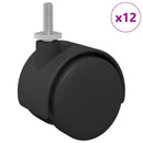 vidaXL Kerekek 12 pcs Fekete 40,1 x 37,8 mm PP és vas
