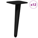 vidaXL Álló Lábak 12 pcs Fekete 56 x 56 x 100 mm Vas