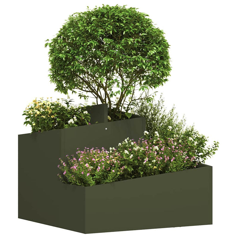 vidaXL Kerti cserép Oliva zöld 60 x 60 x 50 cm Acél