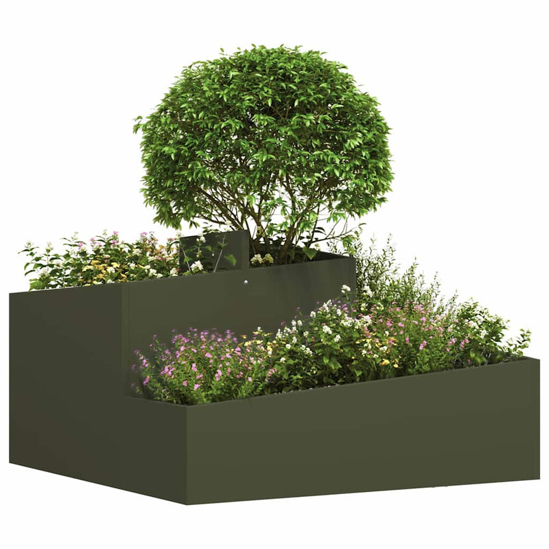 vidaXL Kerti cserép Oliva zöld 80 x 80 x 50 cm Hidegen hengerelt acél