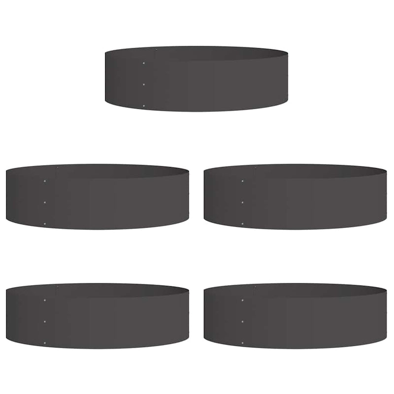 vidaXL Kerti ültetők 5 pcs Fekete 80 x 80 x 20 cm Acél