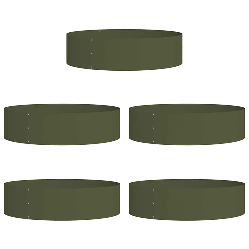 vidaXL Kerti ültetők 5 pcs Oliva zöld 80 x 80 x 20 cm Acél