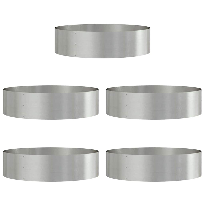 vidaXL Kerti ültetők 5 pcs Ezüst 80 x 80 x 20 cm Rozsdamentes acél