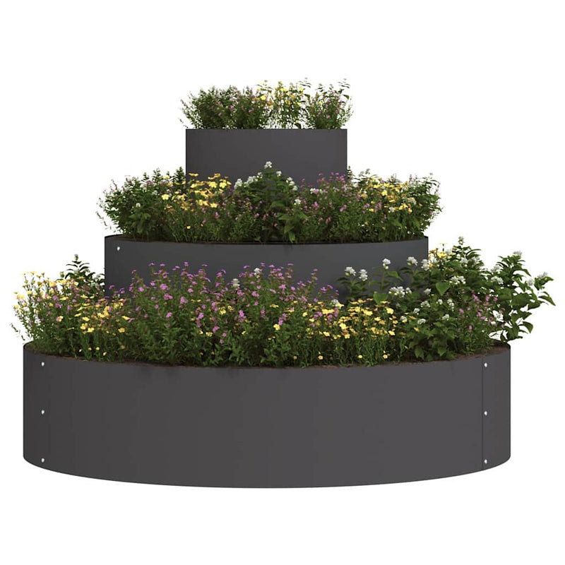 vidaXL Kerti cserép Fekete 90 x 90 x 20 cm Acél