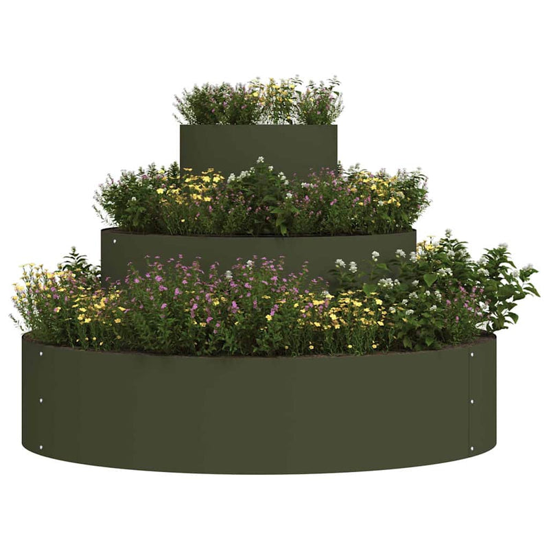 vidaXL Kerti cserép Oliva zöld 90 x 90 x 20 cm Acél