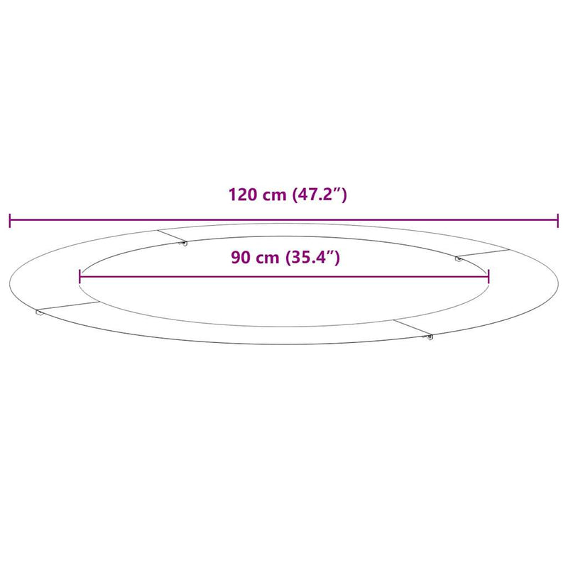 vidaXL Lapos fa körgyűrű Fekete Ø90 / 120 cm Acél