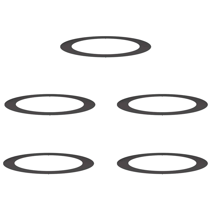 vidaXL Lapított Fa Gyűrűk 5 pcs Fekete Ø90 / 120 cm Acél