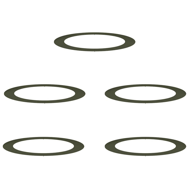 vidaXL Lapított Fa Gyűrűk 5 pcs Oliva zöld Ø90 / 120 cm Acél