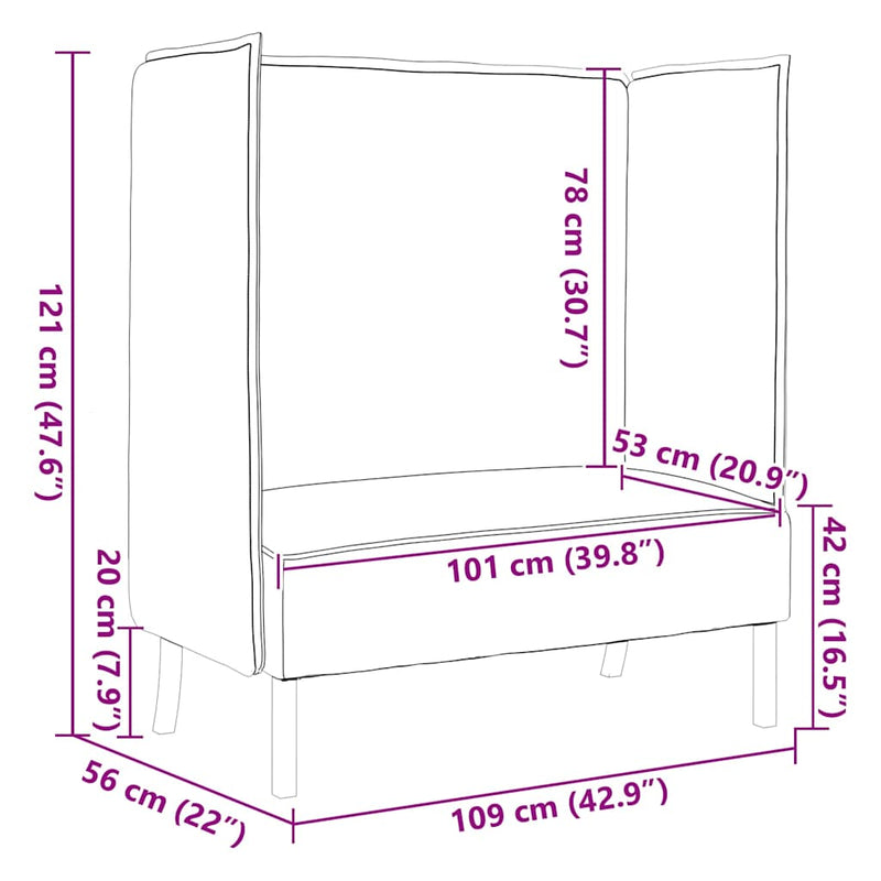 vidaXL Magas háttámlás szófák Fekete 109 x 56 x 121 cm szövet