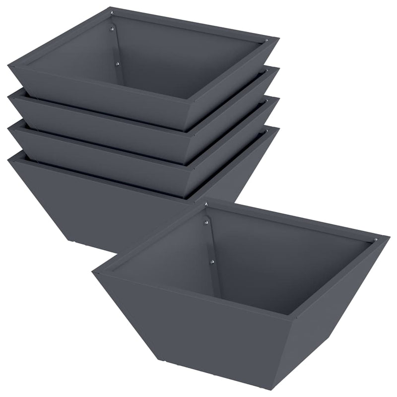 vidaXL Kerti Tál Ültető 5 pcs Antracit 35 x 35 x 15 cm Acél