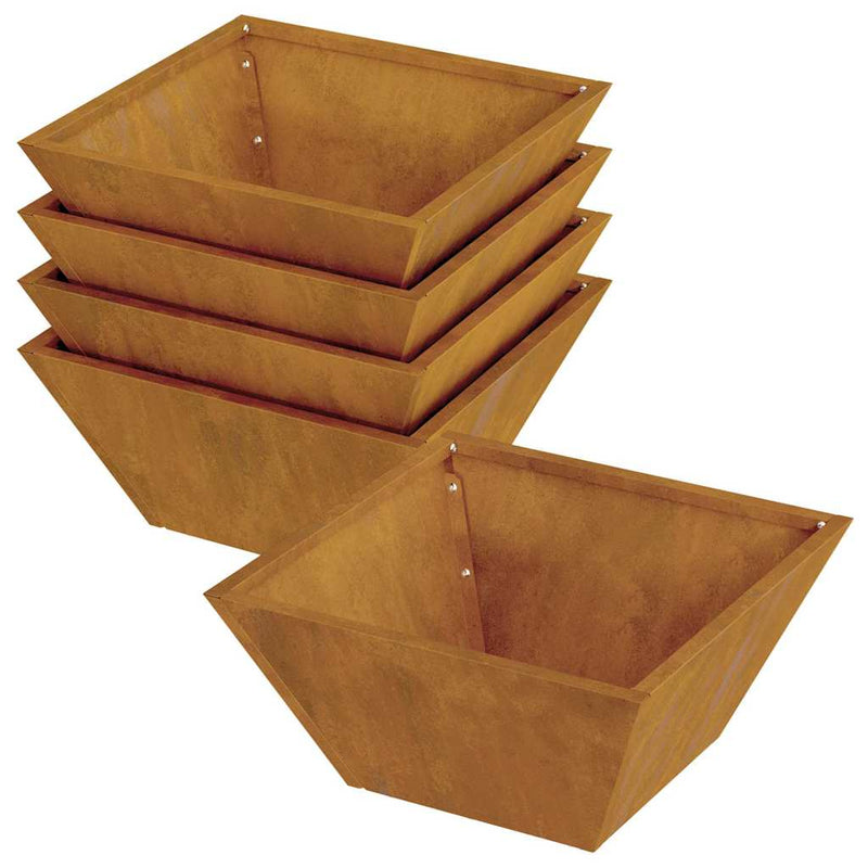 vidaXL Kerti Tál Ültető 5 pcs Rozsdás 35 x 35 x 15 cm