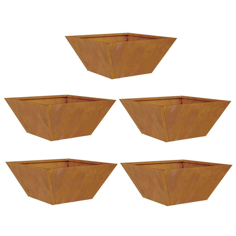 vidaXL Kerti Tál Ültető 5 pcs Rozsdás 35 x 35 x 15 cm