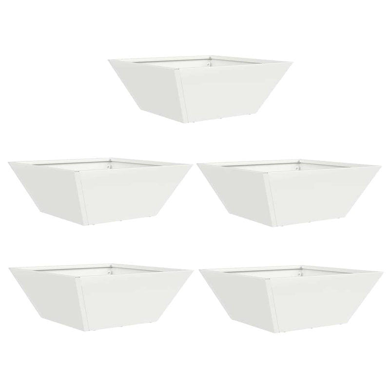 vidaXL Kerti Tál Ültető 5 pcs Fehér 40 x 40 x 15 cm Acél