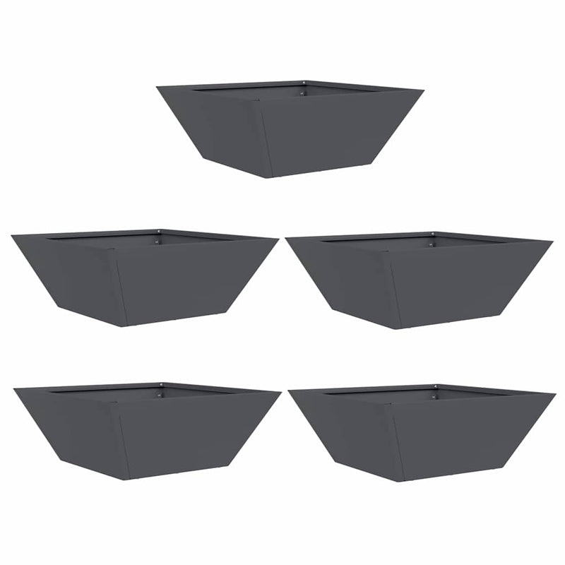 vidaXL Kerti Tál Ültető 5 pcs Antracit 40 x 40 x 15 cm Acél