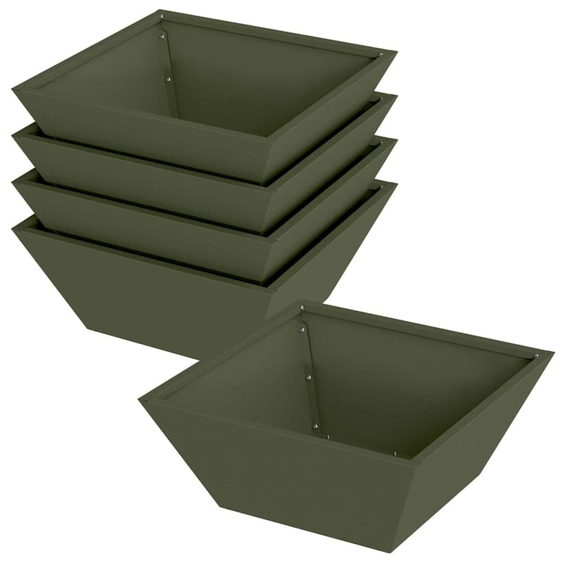 vidaXL Kerti Tál Ültető 5 pcs Oliva zöld 40 x 40 x 15 cm Acél