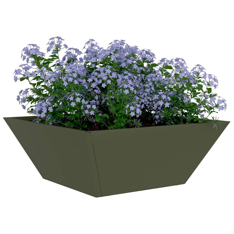 vidaXL Kerti Tál Ültető 5 pcs Oliva zöld 40 x 40 x 15 cm Acél