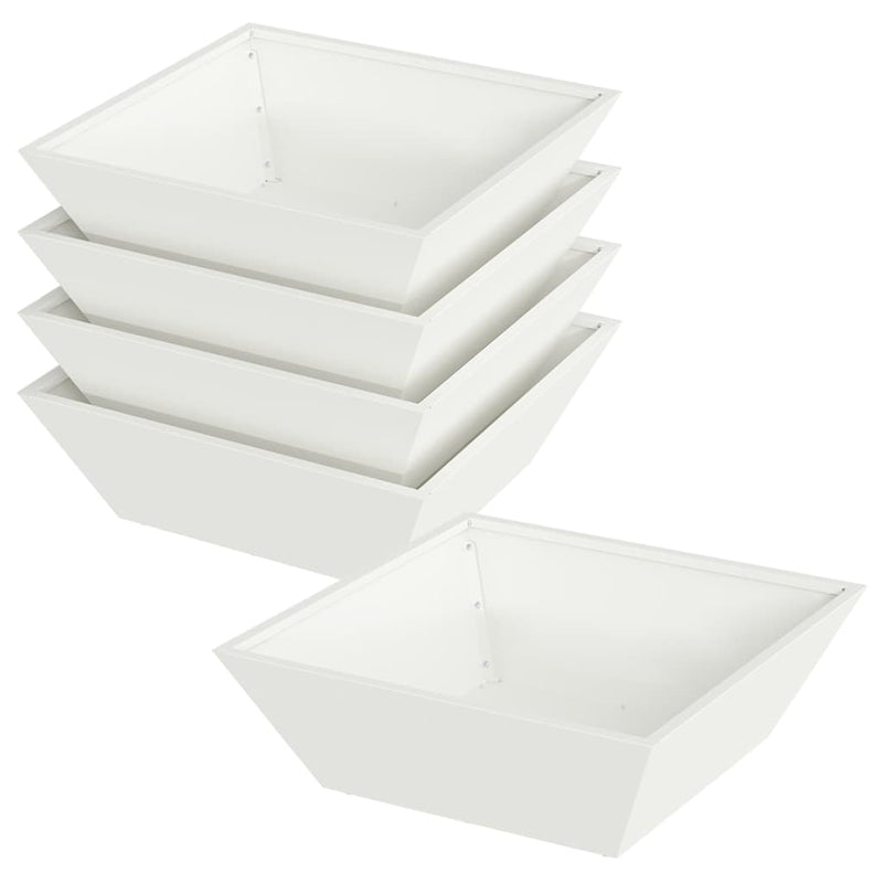 vidaXL Kerti Tál Ültető 5 pcs Fehér 50 x 50 x 15 cm Acél