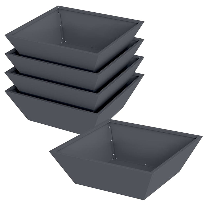 vidaXL Kerti Tál Ültető 5 pcs Antracit 50 x 50 x 15 cm Acél