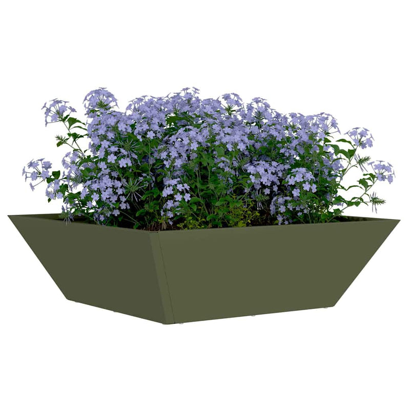 vidaXL Kerti Tál Ültető 5 pcs Oliva zöld 50 x 50 x 15 cm Acél