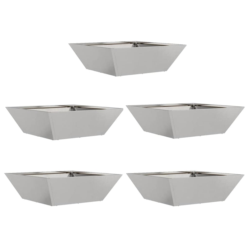 vidaXL Kerti Tál Ültető 5 pcs Ezüst 50 x 50 x 15 cm Rozsdamentes acél