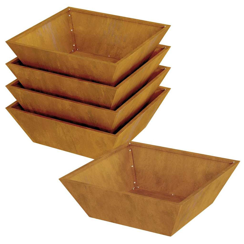 vidaXL Kerti Tál Ültető 5 pcs Rozsdás 50 x 50 x 15 cm