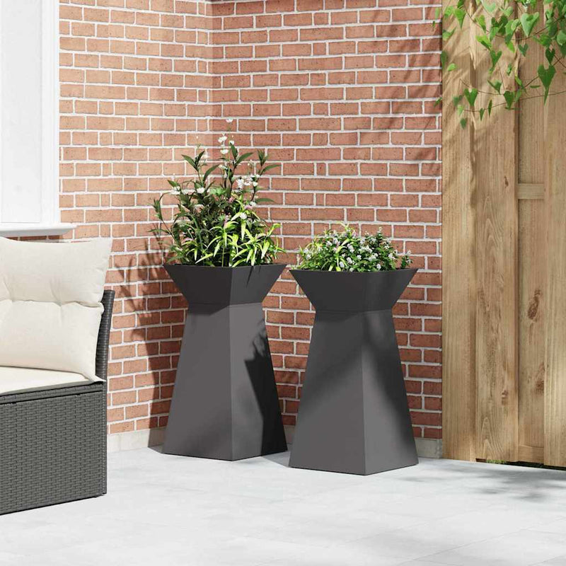 vidaXL Pillér Ültető 2 pcs Fekete 35 x 35 x 73 cm Acél