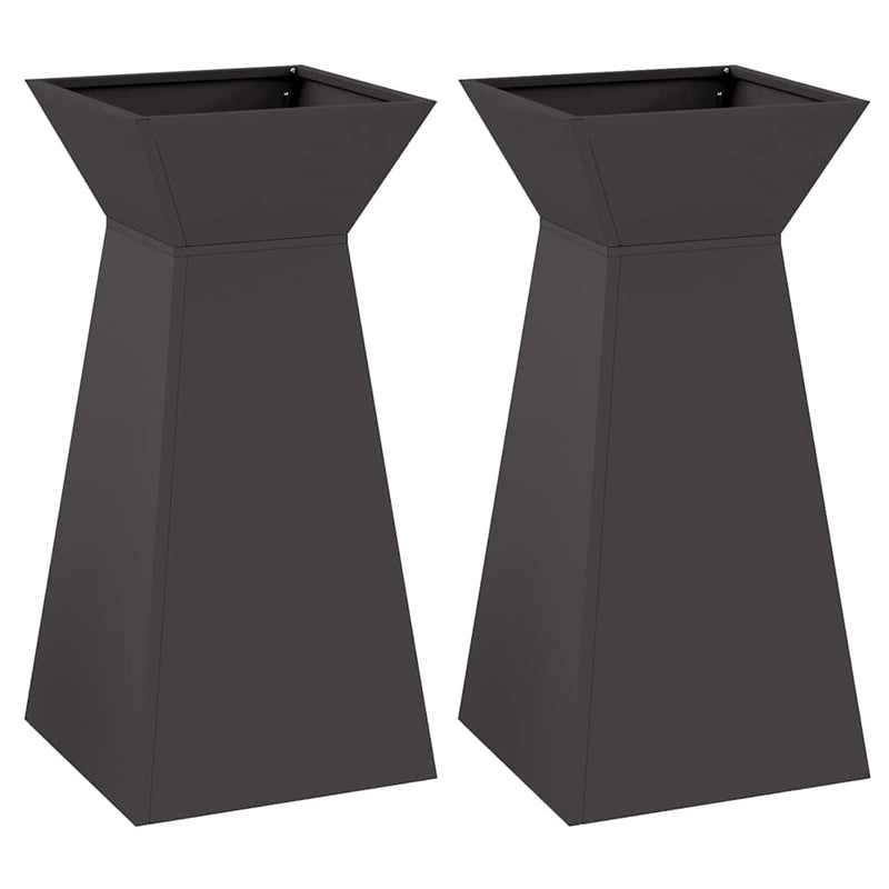 vidaXL Pillér Ültető 2 pcs Fekete 35 x 35 x 73 cm Acél