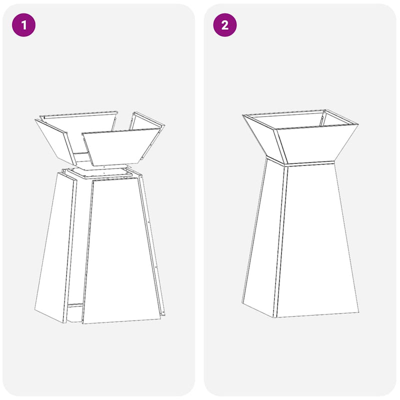 vidaXL Pillér Ültető 2 pcs Fehér 35 x 35 x 73 cm Acél