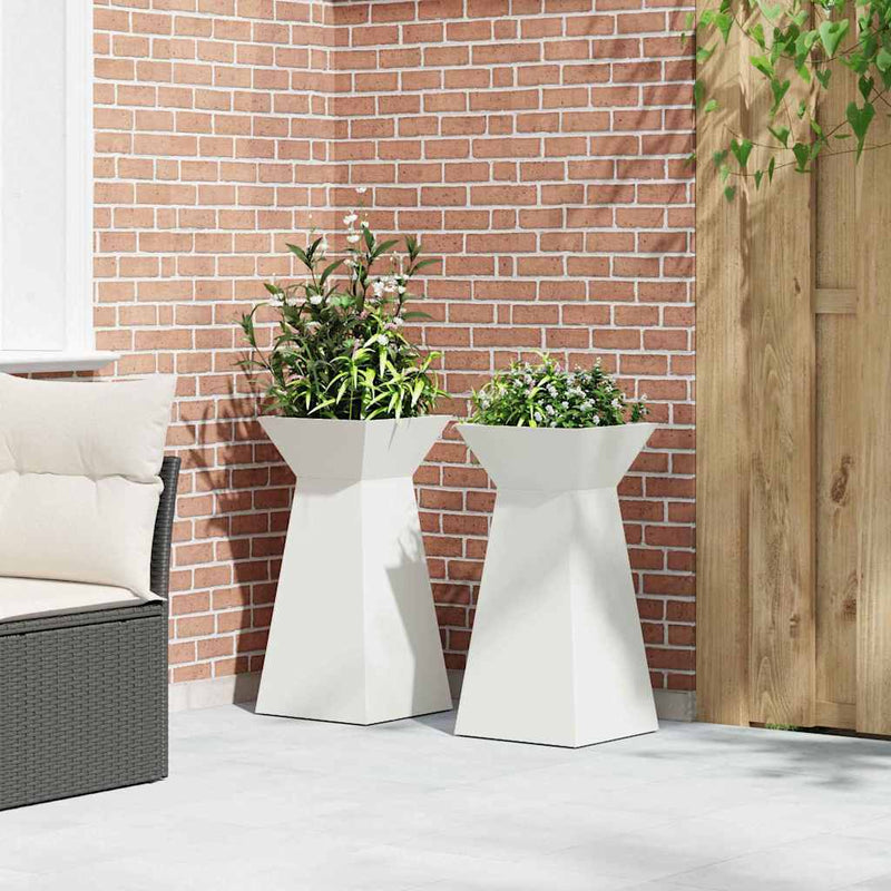 vidaXL Pillér Ültető 2 pcs Fehér 35 x 35 x 73 cm Acél