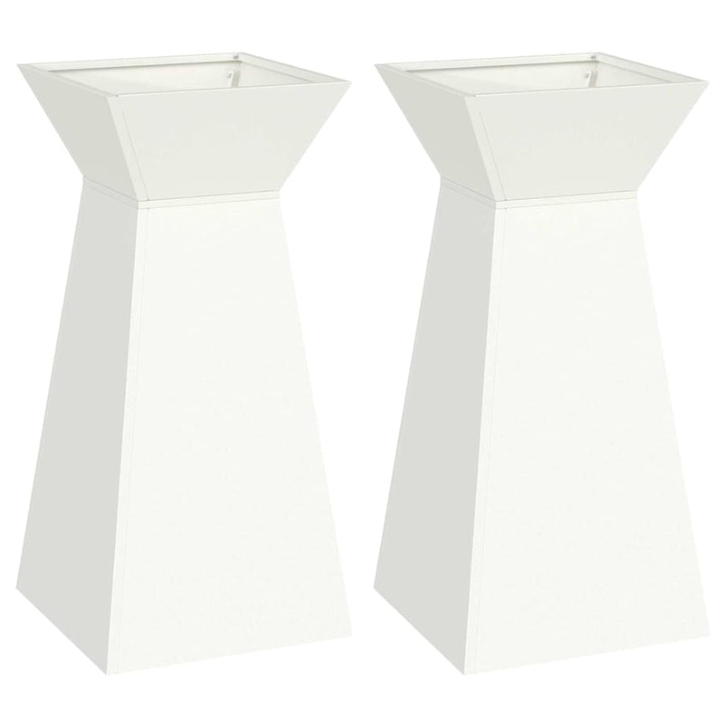 vidaXL Pillér Ültető 2 pcs Fehér 35 x 35 x 73 cm Acél