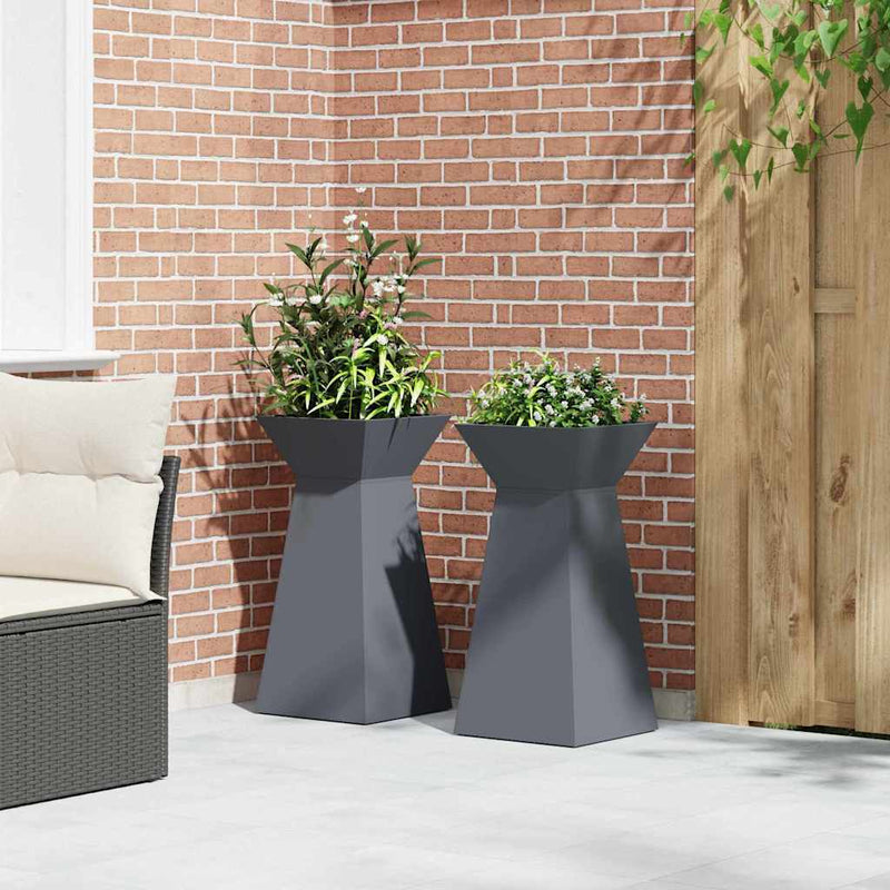 vidaXL Pillér Ültető 2 pcs Antracit 35 x 35 x 73 cm Acél