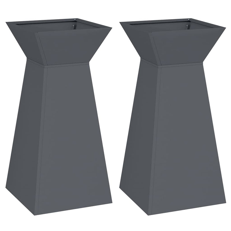 vidaXL Pillér Ültető 2 pcs Antracit 35 x 35 x 73 cm Acél