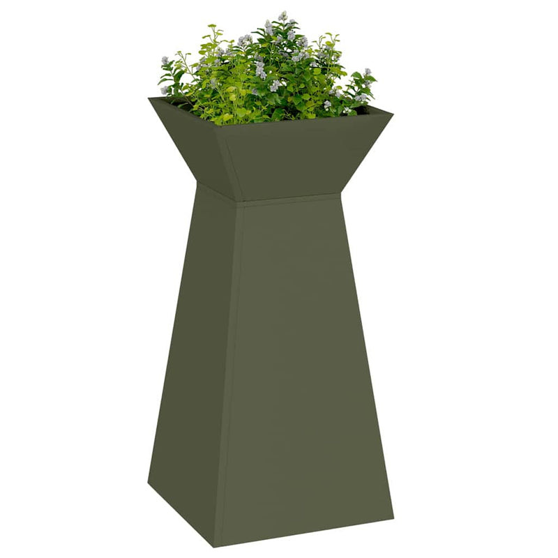 vidaXL Pillér Ültető 2 pcs Olívazöld 35 x 35 x 73 cm Acél