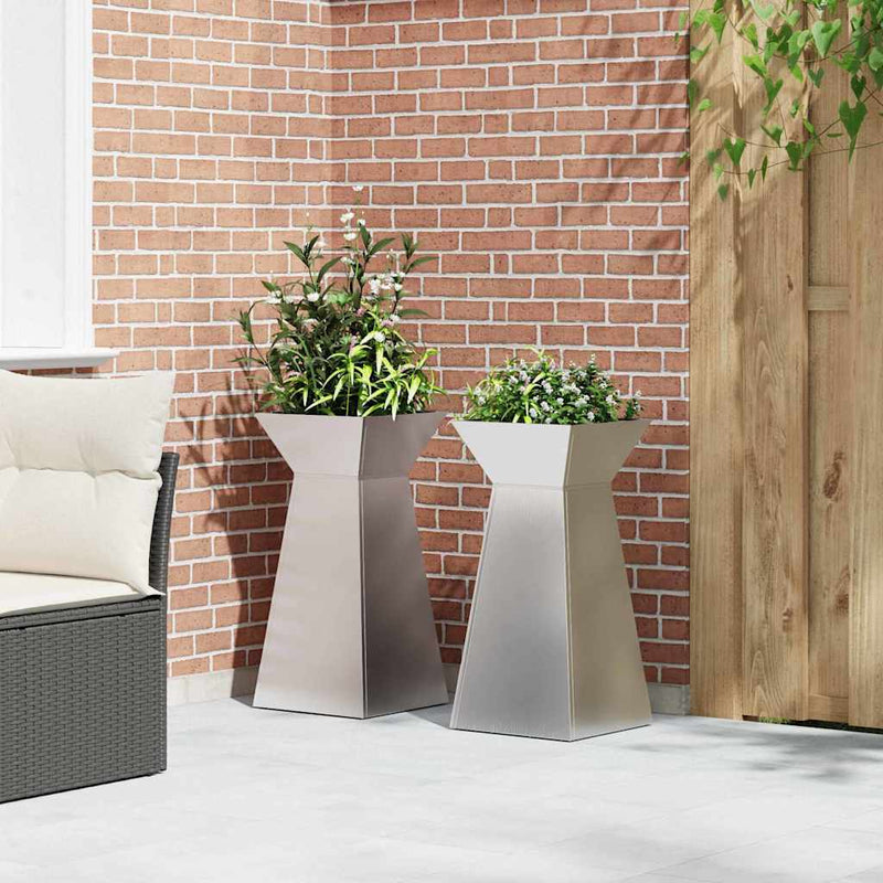 vidaXL Pillér Ültető 2 pcs Ezüst 35 x 35 x 73 cm Acél