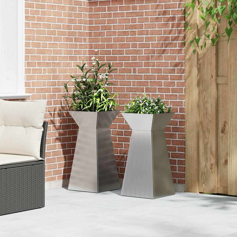 vidaXL Pillér Ültető 2 pcs Ezüst 35 x 35 x 73 cm Acél