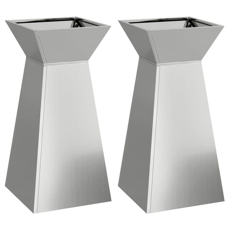vidaXL Pillér Ültető 2 pcs Ezüst 35 x 35 x 73 cm Acél