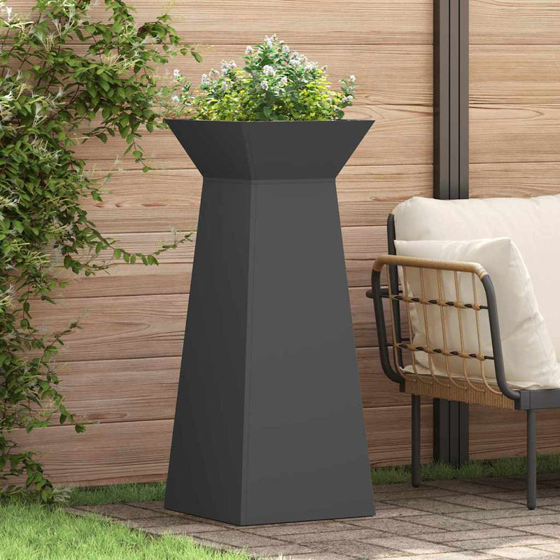 vidaXL Pillér Ültető 2 pcs Fekete 40 x 40 x 100 cm Acél