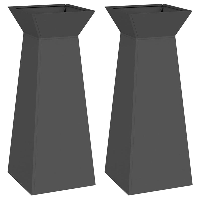 vidaXL Pillér Ültető 2 pcs Fekete 40 x 40 x 100 cm Acél