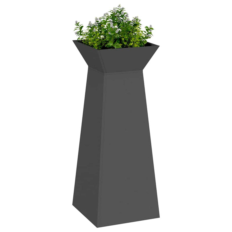 vidaXL Pillér Ültető 2 pcs Fekete 40 x 40 x 100 cm Acél