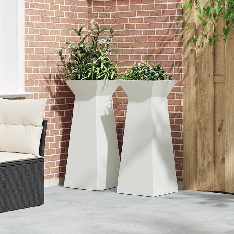 vidaXL Pillér Ültető 2 pcs Fehér 40 x 40 x 100 cm Acél