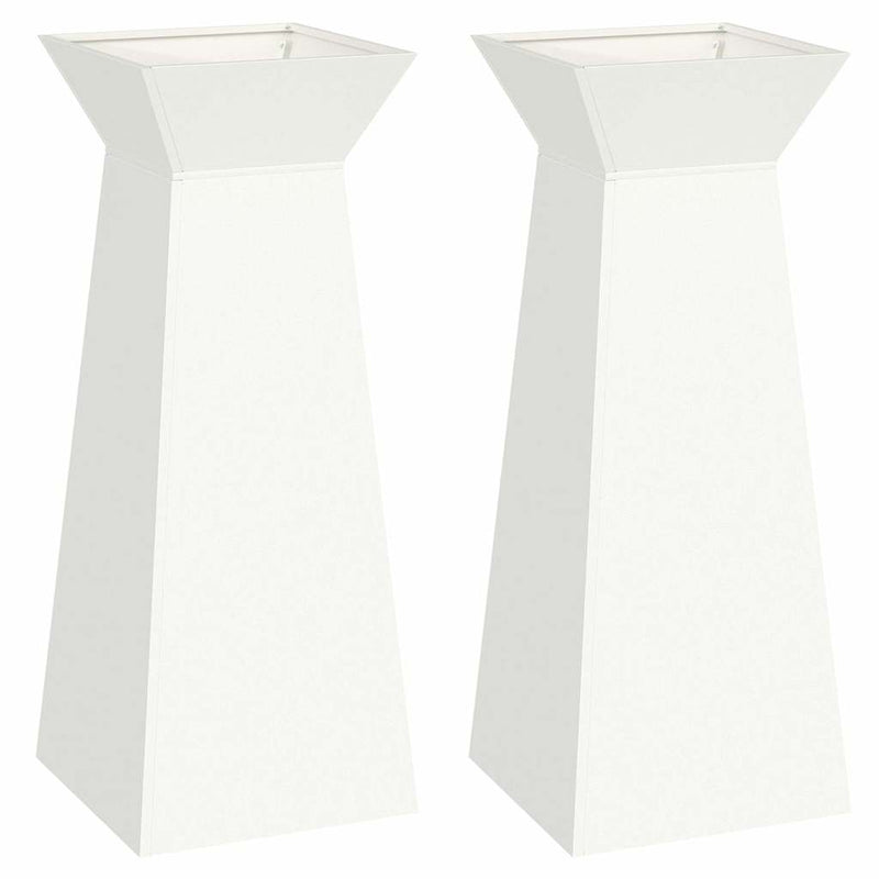 vidaXL Pillér Ültető 2 pcs Fehér 40 x 40 x 100 cm Acél