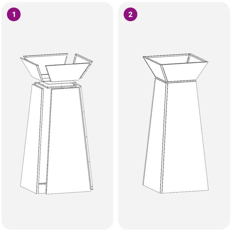 vidaXL Pillér Ültető 2 pcs Antracit 40 x 40 x 100 cm Acél