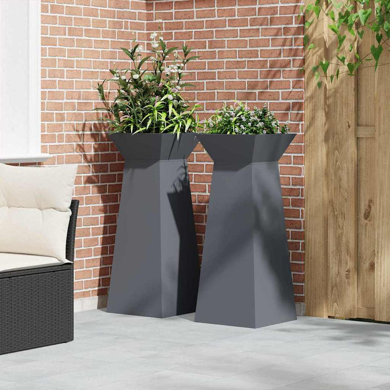 vidaXL Pillér Ültető 2 pcs Antracit 40 x 40 x 100 cm Acél