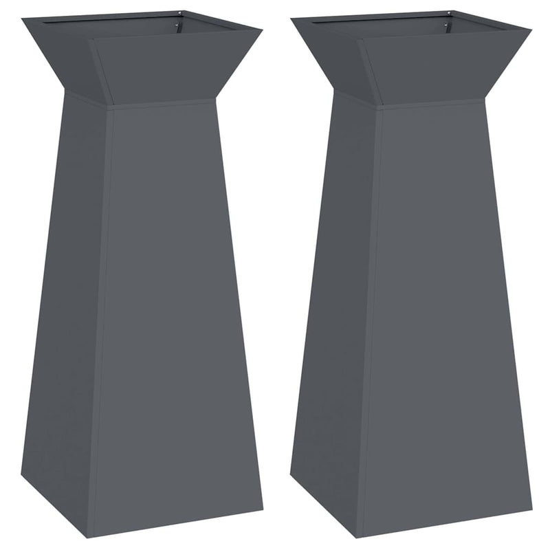 vidaXL Pillér Ültető 2 pcs Antracit 40 x 40 x 100 cm Acél