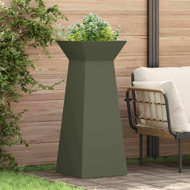 vidaXL Pillér Ültető Olívazöld 40 x 40 x 100 cm Acél