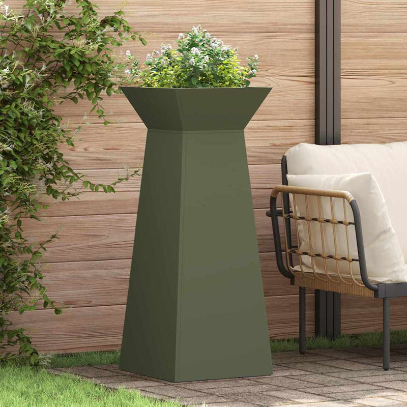 vidaXL Pillér Ültető 2 pcs Olívazöld 40 x 40 x 100 cm Acél