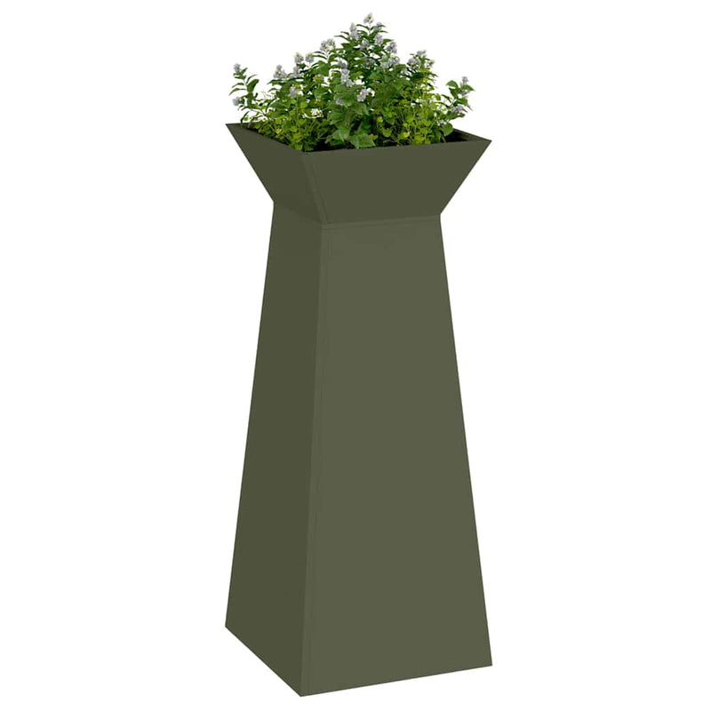 vidaXL Pillér Ültető 2 pcs Olívazöld 40 x 40 x 100 cm Acél
