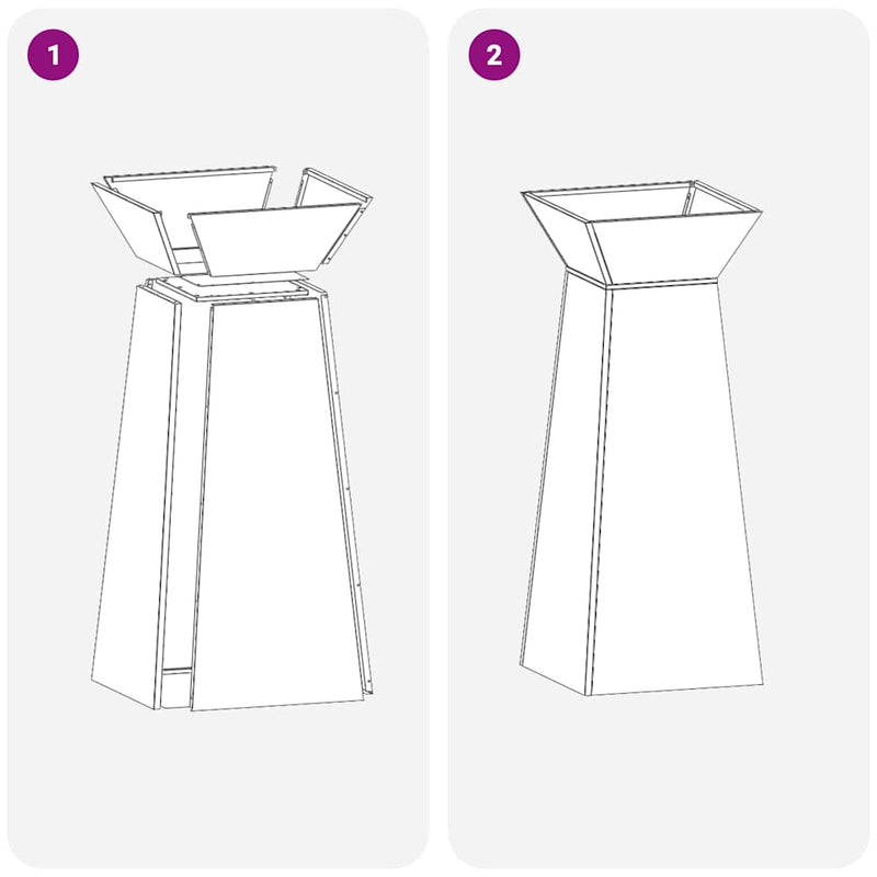 vidaXL Pillér Ültető 2 pcs Ezüst 40 x 40 x 100 cm Acél